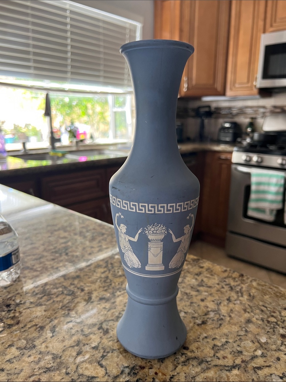 Classic Blue Jasperware-Style Decorative Vase